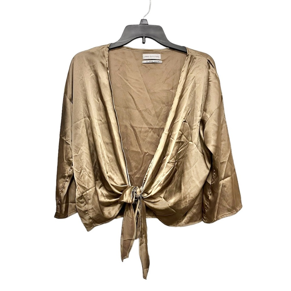 Urban Outfitters Tan Metallic Knotted Shawl Top